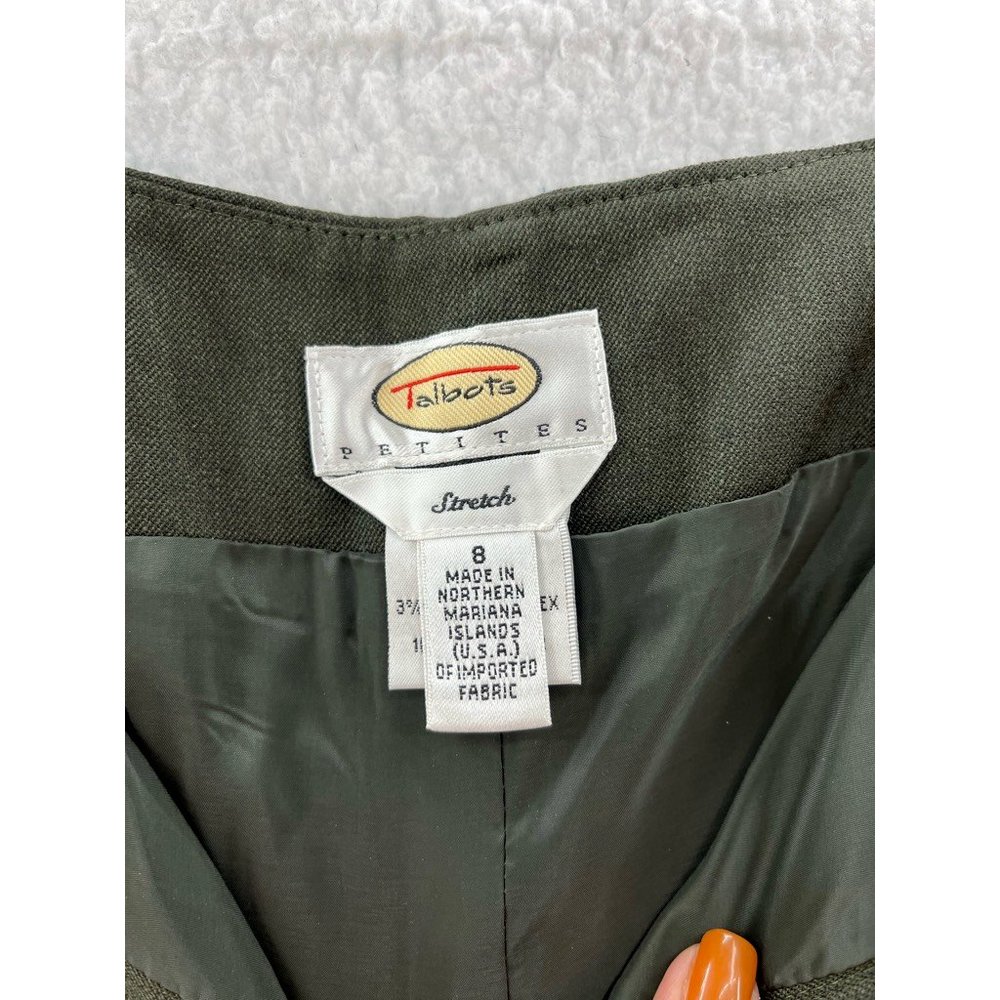 Talbots Womens Dress Career Pants Green High Rise Stretch Wool‎ Lined Petites 8 - Picture 8 of 8